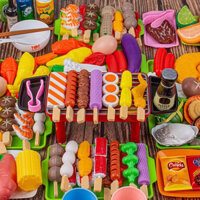 Đồ Chơi Trẻ Em Đồ Chơi Đồ Nướng Thực Phẩm Mô Phỏng Cô Gái Nhà Bếp Rau Củ Quả Cắt Nhỏ Mô Hình Xiên Que Trẻ Em