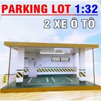 Đồ chơi trẻ em Gara trưng bày 2 xe mô hình ô tô tỉ lệ 1:32 có đèn chiếu sáng