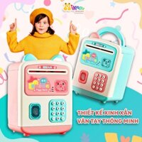 Đồ Chơi Trẻ Em Két Mini Vân Tay Thông Minh Heo Đất Tiết Kiệm Dễ Sử Dụng Nhựa ABS An Toàn Cho Bé