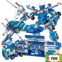 Đồ chơi trẻ em lắp ráp Robot xe tải cảnh sát đặc nhiệm lego xếp hình thông minh với 700 mảnh ghép