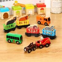 đồ chơi trẻ em nhỏ chất lượng đầu máy gỗ xe đẩy ca khúc xe tay ga từ khoang phía trước tương thích ca khúc gỗ Đồ chơi bằng gỗ