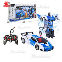 Đồ Chơi Trẻ Em Ô Tô Cảnh Sát Biến Hình Chạy Pin Có Nhạc Đèn Bằng Nhựa Cao Cấp Cho Bé