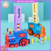 Đồ chơi trẻ em tàu hoả domino chạy bằng pin, tự động xếp domino, kèm ánh sáng và âm nhạc.