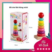 Đồ chơi trẻ em Tháp xếp chồng 7 màu loại to bằng gỗ cho bé từ 1 2 3 4 tuổi Đồ chơi thông minh cho bé