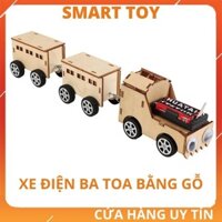 Đồ chơi trẻ em vận động lắp ráp mô hình xe điện ba toa bằng gỗ cho bé trai bé gái phát triển kỹ năng khoa học sáng tạo