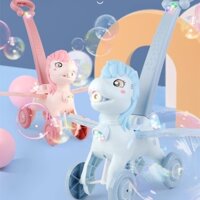 Đồ chơi trẻ em xe ngựa đẩy Pony thổi bong bóng có nhạc tặng kèm nước