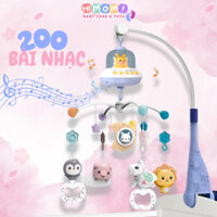 Đồ Chơi Treo Nôi Cũi Cho Bé Sơ Sinh Xoay 360 Độ Kích Thích Thị Giác kèm hộp nhạc với 200 bài hát