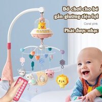 Đồ chơi treo nôi cũi cho bé sơ sinh xoay 360 độ kích thích thị giác có hộp nhạc