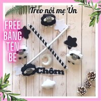 Đồ chơi treo nôi đen trắng kích thích thị giác cho bé sơ sinh, treo nôi cho bé tự xoay phát nhạc mẫu CỪU