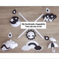 Đồ chơi treo nôi Handmade vải nỉ trắng đen cho bé từ 0 tháng tuổi