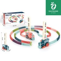 Đồ chơi trí tuệ an toàn cho trẻ, bộ tàu domino chuyển động, bé chơi lắp ráp đồ chơi xe lửa tàu hỏa