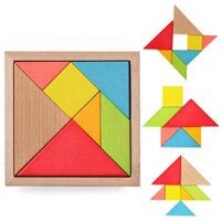 Đồ Chơi Trí Uẩn 200 bộ Tangram Bộ Ghép Hình Bằng Gỗ Thông Minh Cho Bé