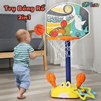 Đồ Chơi Trụ Bóng Rổ Mini Kết Hợp Ném Vòng Giúp Bé Phát Triển Chiều Cao Tăng Khả Năng Vận Động, Cột Bóng Rổ Đa Năng