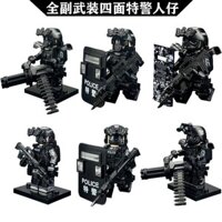 Đồ chơi tương thích mô hình quân đội đặc biệt SWAT đen khối xây dựng búp bê nhỏ cảnh sát cậu bé đồ chơi giáo dục cho trẻ em