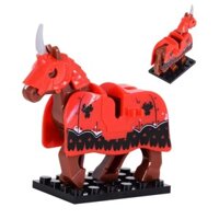 Đồ chơi tương thích mới Ngựa chiến thời trung cổ Sư tử vàng Rồng lửa Ngựa nâu Đại bàng Ngựa trắng Người lính Khối xây dựng mô hình LSR9