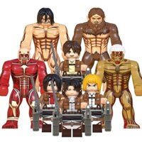 Đồ chơi tương thích mới Tấn công Titan Eren Mikasa Levi Mikaela Hình thú Khối xây dựng khổng lồ nguyên thủy 8N70