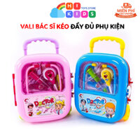 Đồ chơi vali bác sĩ kéo 13 món phát sáng phát nhạc, chạy pin AA chất liệu nhựa ABS cao cấp cứng cáp an toàn cho bé