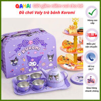 Đồ chơi vali tiệc trà bánh kuromi cho bé, có bộ ấm chén và tháp bánh xinh xắn bằng nhôm siêu bền