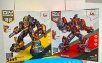 Đồ chơi vận động : Robot biến hình lắp ghép ốc vít xe công trình xe cứu hoả  5in1, 3+ages, No. LM905-B, LM906-B