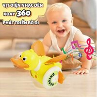 Đồ Chơi Vịt Chạy Điện Vàng, Vỗ Cánh Xoay 360 Ngộ Nghĩnh, Nhạc Đèn Sôi Động, Phát Triển Bò Đi Cho Trẻ