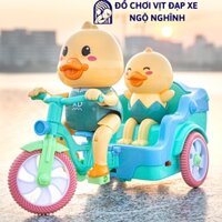 Đồ chơi vịt đạp xe nghộ nghĩnh cho bé giải trí, Đồ chơi trẻ em vịt đạp xe chạy bằng pin chất liệu nhựa không độc hại