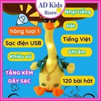 Đồ chơi vịt nhồi bông sạc điện biết hát, nhảy múa, nhại giọng dành cho bé - AD KIDS STORE
