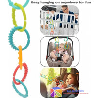 Đồ Chơi Vòng Nhựa Nhiều Màu Sắc Có Thể Gắn Kết Với Nhau, Dùng Là Đồ Chơi Treo Nôi, Xúc Xắc Và Học Màu Sắc Cho Bé Từ 0m+