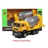Đồ chơi xe bồn chở bê tông chạy cót tỉ lệ 1:50 đầu xe bằng kim loại có âm thanh đèn