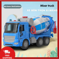 Đồ chơi xe bồn trộn xi măng, đồ chơi xe công trình, đồ chơi trẻ em, bé trai, có đèn và âm thanh
