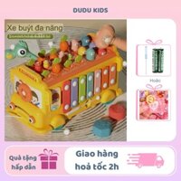Đồ chơi xe bus đa chức năng 13 trong 1 cho bé,đập chuột , bắt sâu , đàn , thả khối , nhổ carot