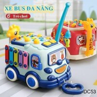 Đồ chơi Xe bus đa năng 6 chức năng câu cá, đập chuột, có nhạc, có đèn, bánh răng và có đàn
