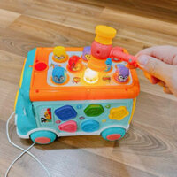 Đồ chơi xe bus đa năng 7in1 có đèn phát nhạc piano, trống, đập chuột - Đồ chơi giáo dục sớm cho bé từ 3 tháng tuổi