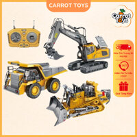 Đồ Chơi Xe Công Trình Điều Khiển Từ Xa - Xe Cuốc, Máy Xúc, Ben, Ủi (Pin Sạc, Gàu Sắt)