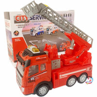 Đồ chơi xe cứu hoả khoang thang chạy pin, có âm thanh và ánh sáng