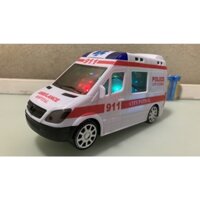 Đồ chơi xe cứu thương xe cấp cứu chạy 360 độ (Loại vừa) | Đồ chơi trẻ em dùng pin (Tặng kèm pin)