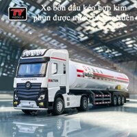 Đồ chơi xe đầu kéo chở bồn nước KAVY bằng hợp kim phun nước có nhạc và đèn dài 33 cm