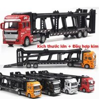 Đồ chơi xe đầu kéo container chở ô tô đầu hợp kim có thể tháo rời tỷ lệ 1:48- KAVY