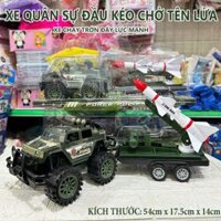 Đồ Chơi Xe Đầu Kéo Quân Sự Chở Tên Lửa Chạy Trớn Loại Đại Xe Chở Hàng Container Mô Hình Xe Qùa Tặng