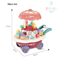Đồ chơi Xe Đẩy Bán Kem cho bé Home Candy CÓ ĐÈN NHẠC 2 tầng 668-90