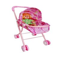 Đồ chơi xe đẩy bằng hợp kim nhôm siêu đẹp, chắc chắn, dễ dàng gấp gọn kèm búp bê tóc vàng có màn che siêu đẹp