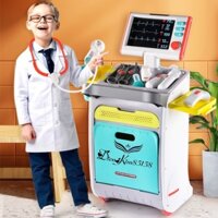 Đồ chơi xe đẩy dụng cụ y tế, đồ chơi bác sĩ cao cấp