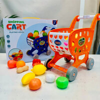 Đồ Chơi Xe Đẩy Siêu Thị Cho Bé Kèm 20 Món Rau Củ Quả Cho Bé Chơi Đồ Hàng, Nấu Ăn.