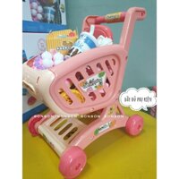 Đồ Chơi Xe Đẩy Siêu Thị Mini Có Bánh Kẹo Hoa Quả Đầy Đủ Phụ Kiện