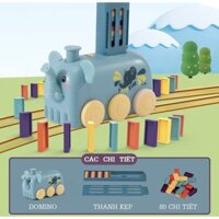 【𝐇𝐎𝐓】Đồ chơi Xe Điện Hình Thú xếp hình Domino Có Nhạc Có Đèn sáng tạo cho bé