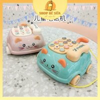 Đồ Chơi Xe Điện Thoại Bàn Có Nhạc Và Đèn Cho Bé, Đồ Chơi Mô Hình Điện Thoại Con Mèo