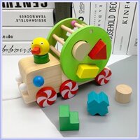 Đồ chơi Xe kéo con vịt thả hình khối - Phát triển tư duy cho bé