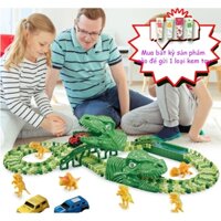 Đồ chơi xe lửa khủng long chạy bằng điện dành cho trẻ em DIY lắp ráp đường hầm tàu ​​lượn siêu tốc