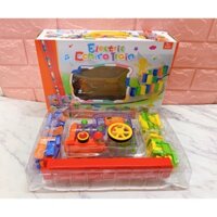 Đồ chơi xe lửa thông minh thả domino tự động