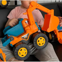 Đồ chơi xe máy múc Cỡ Lớn,Xe ben xúc cát bằng nhựa dày đẹp có thùng chứa phía sau cho bé A36