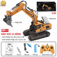 Đồ chơi xe máy xúc 11 kênh, chất liệu bằng sắt cho bé